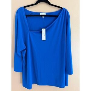 3x Asymetrical neckline Blue Top NWT